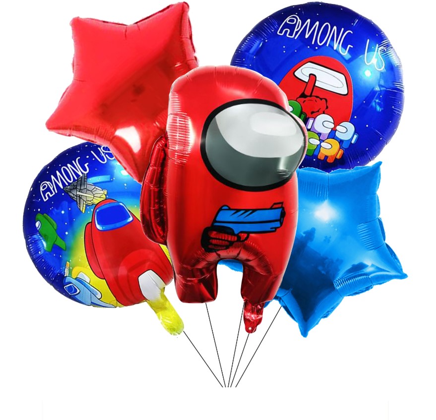 Set of Among Us Game Kids Birthday Party Supplies Balloons Banner Cupcake Topper