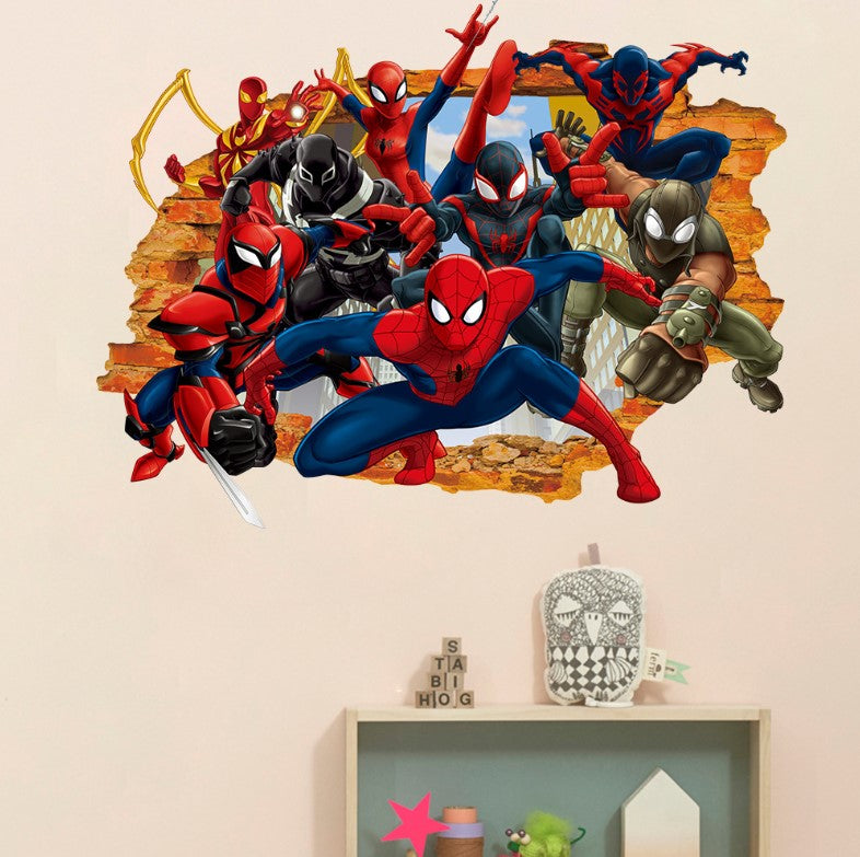 Spiderman Team 3D Wall Sticker Removable Vinyl Decal for Kids Room