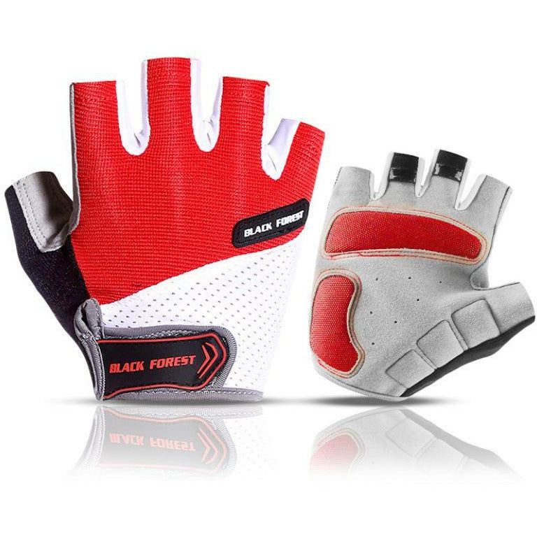 Red Cycling Bicycle Bike Half Finger Antiskid Silicone Breathable Gloves