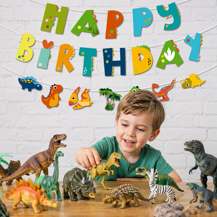 Dinosaur Happy Birthday Paper Banner & Garland 10M String