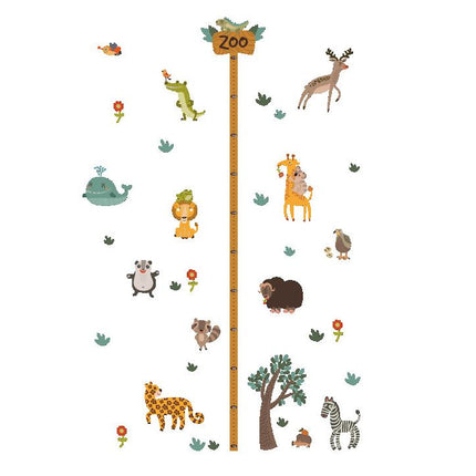 Zoo Animals Growth Chart Wall Sticker – Kids Height Measurement Wall Decal