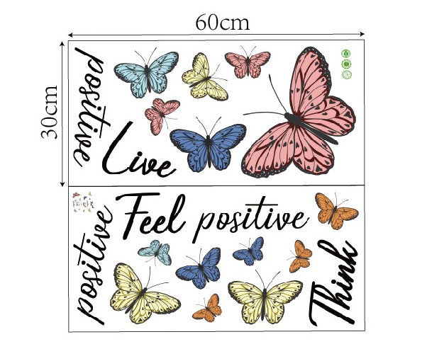 Wall Stickers Removable Butterfly Think Feel Live Living Room Decal Art Decor