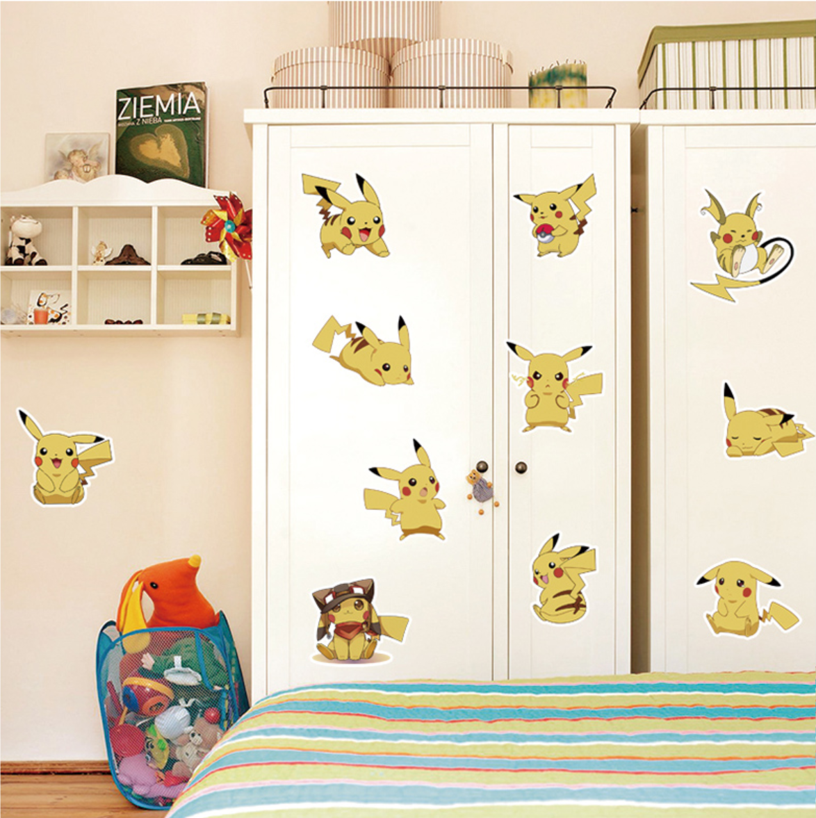Pokemon Pikachu Wall Art Sticker Removable Kids Nursery Boy Vinyl Decal Decor