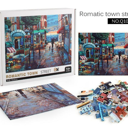 1000Pcs Thick Papers Jigsaw Puzzles Fun Game Challenge Gift For Teens Kids (Romantic Town) - Go2buy Australia