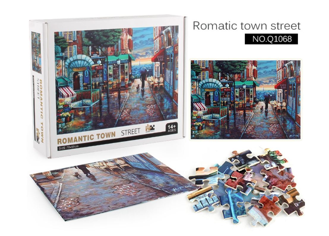 1000Pcs Thick Papers Jigsaw Puzzles Fun Game Challenge Gift For Teens Kids (Romantic Town) - Go2buy Australia
