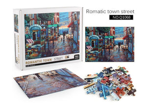 1000Pcs Thick Papers Jigsaw Puzzles Fun Game Challenge Gift For Teens Kids (Romantic Town) - Go2buy Australia