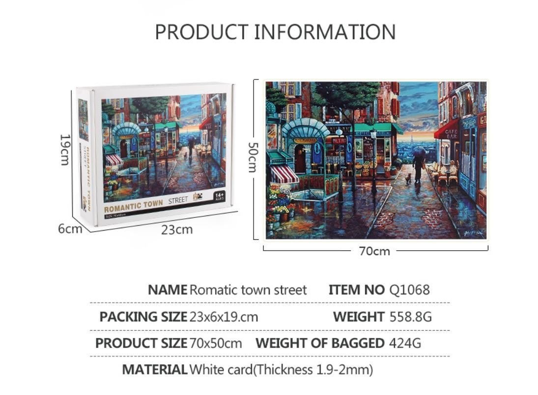 1000Pcs Thick Papers Jigsaw Puzzles Fun Game Challenge Gift For Teens Kids (Romantic Town) - Go2buy Australia