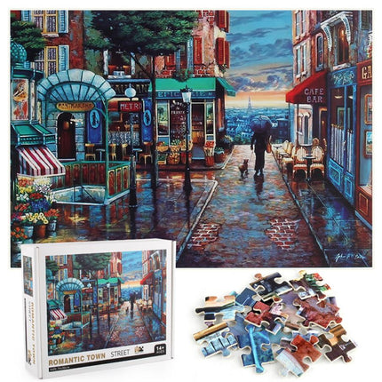 1000Pcs Thick Papers Jigsaw Puzzles Fun Game Challenge Gift For Teens Kids (Romantic Town) - Go2buy Australia