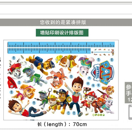 PAW Patrol Kids Growth Chart Height Ruler Wall Sticker - Chase, Marshall & Skye Decals for Boys & Girls Bedroom Decor