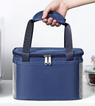 Buy navy-blue 2 Sizes Large Portable Oxford Thermal Cooler Lunch Box Carry Picnic Storage Bag