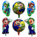 6PCS Super Mario Brothers & Luigi Foil Birthday Party Foil Balloons Decorations