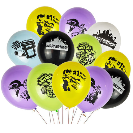 Fortnite Gaming Birthday Party Supplies Set – Banner, Foil Balloons & Toppers (55 Pcs)