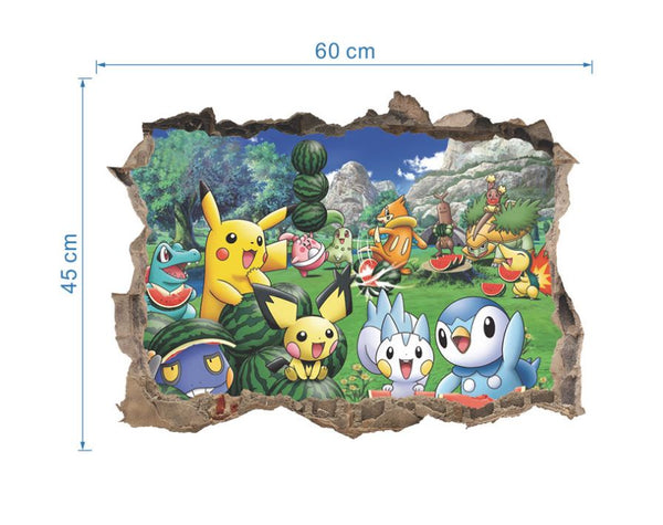 3D Pokemon Pikachu Wall Art Sticker Removable Kids Nursery Boy Vinyl Decal Decor