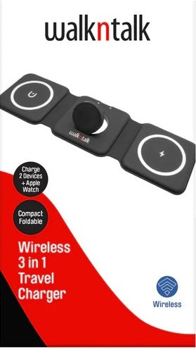 WALKNTALK 3 in 1 Wireless Charging Station Travel Charger iPhone AirPods iWatch