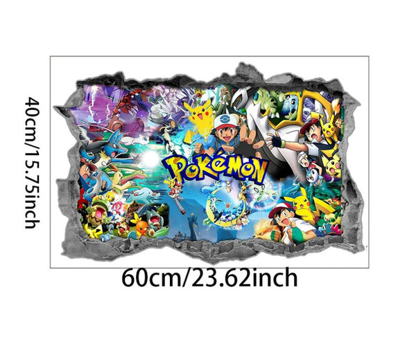 3D Pokemon Pikachu Wall Art Sticker Removable Kids Nursery Boy Vinyl Decal Decor