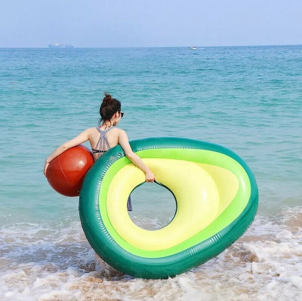 Giant Inflatable Avocado With Ball Swimming Float Raft Lounge Toy Bed Pool Fun