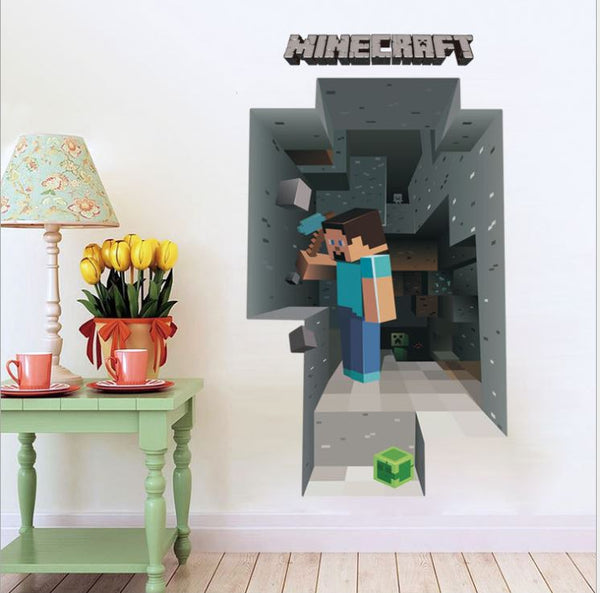 3D Gaming Wall Art Stickers MINE Home Decor Decals PVC Kids Room Game Poster G
