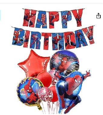 Spiderman Birthday Balloon Set with Happy Birthday With Banner