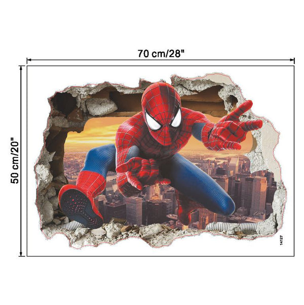 3D Wall Stickers Removable The Avengers Spider Man Broken Wall Kid Boy Room