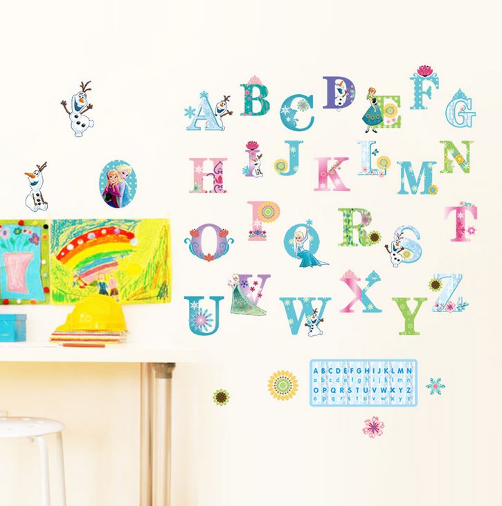 Frozen Elsa Anna Wall Sticker Removable Alphabet Kid Girl Room Decorl Mural