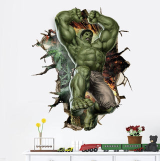 3D Wall Stickers Removable The Avengers Hulk Broken Wall Kid Boy Room