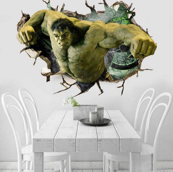 3D Wall Stickers Removable The Avengers Hulk Broken Wall Kid Boy Room