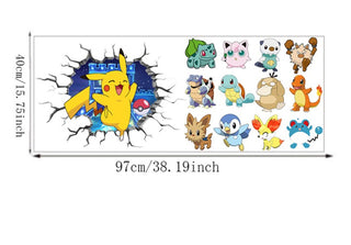 3D Pokemon Pikachu Wall Art Sticker Removable Kids Nursery Boy Vinyl Decal Decor