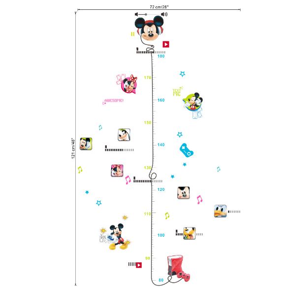 Kids Height Chart Wall Stickers Mickey Growth Measurement Ruler Removable Decal