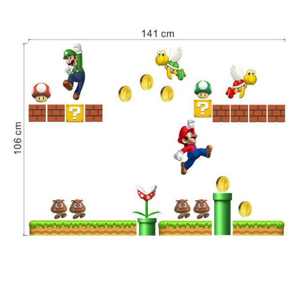 DIY Wall Stickers Removable Super Mario Game Kids Mural Room Decal Gift Vinyl