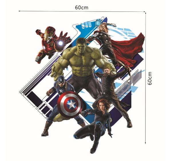 3D Wall Stickers Removable The Avengers Superhero Broken Wall Kid Boy Room Decal