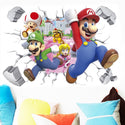 3D Wall Sticker Removable Super Mario Bros Game Kids Broken Wall Bedroom Decor