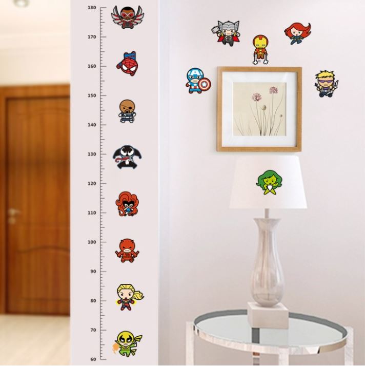 Marvels Avengers Height Kids Wall Stickers Removable Art Vinyl DIY Decal Boy