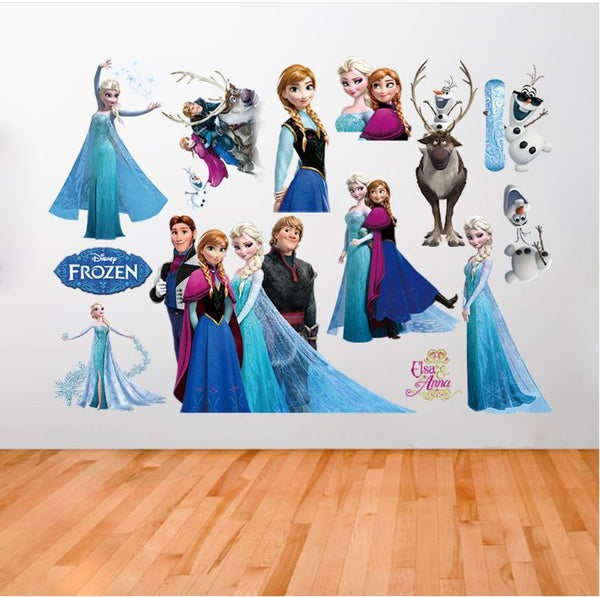 Disney Cartoon Frozen Elsa Anna Wall Stickers Removable Kid Girl Room Decor