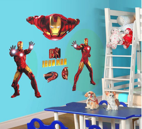 DIY Wall Stickers Removable Avengers Super Hero Iron Man Kids Mural Decal Boys