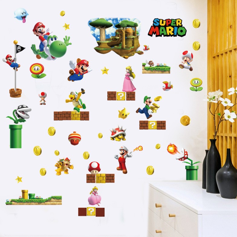 DIY Super Mario Removable Wall Stickers Set for Kids Room