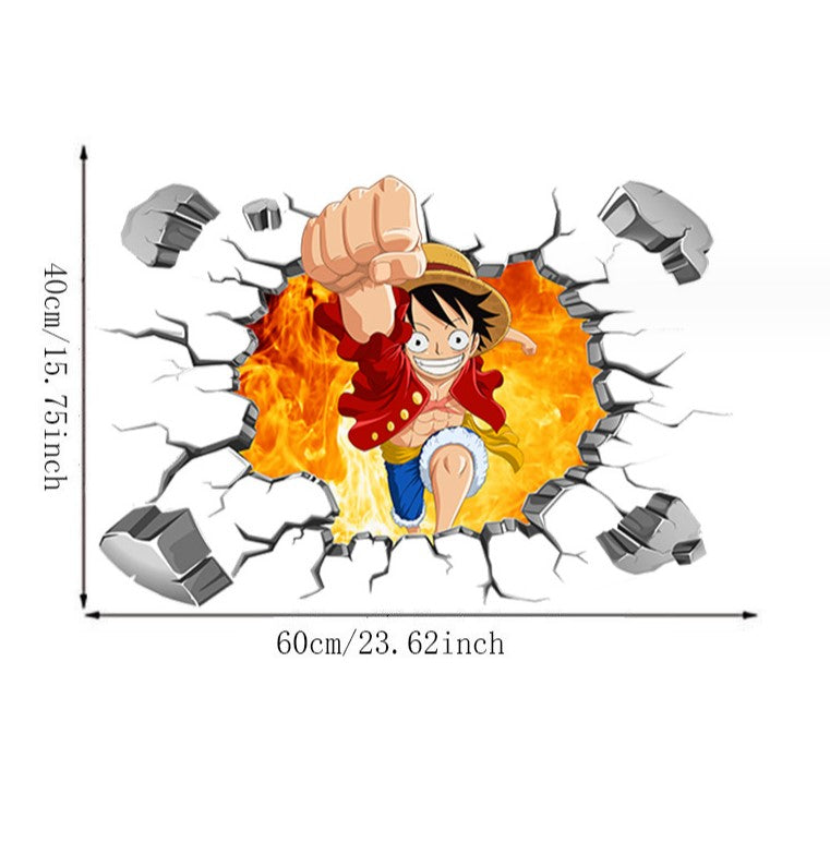 3D One Piece Luffy Removable Wall Sticker for Kids' Room Decor