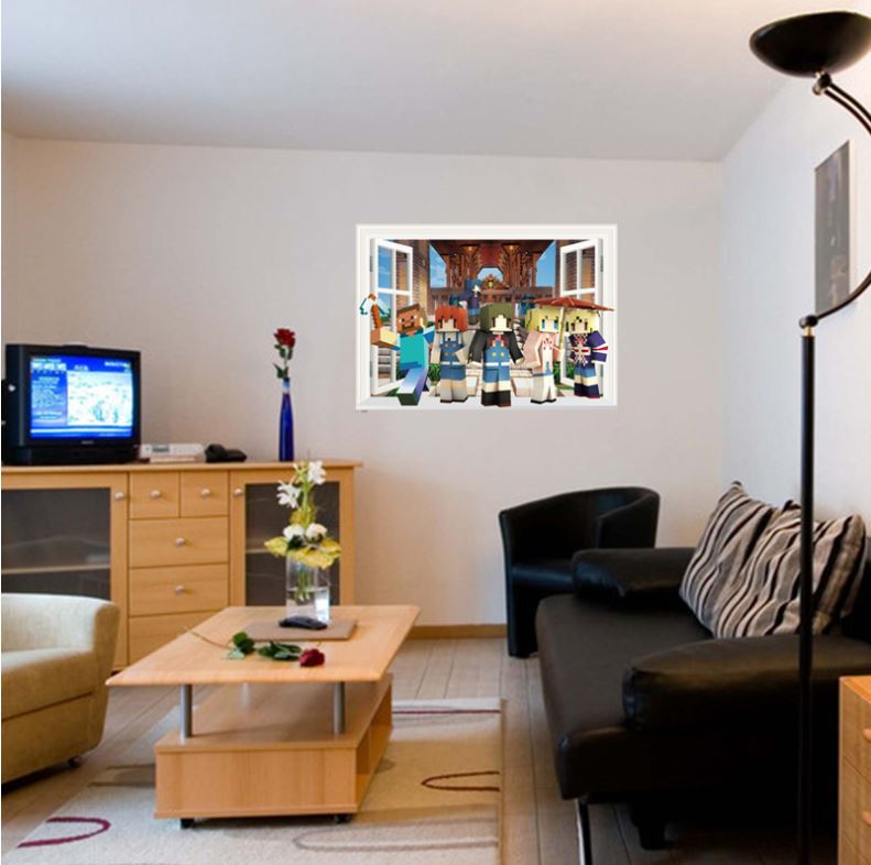 3D Gaming Wall Art Stickers MINE Home Decor Decals PVC Kids Room Game Poster B