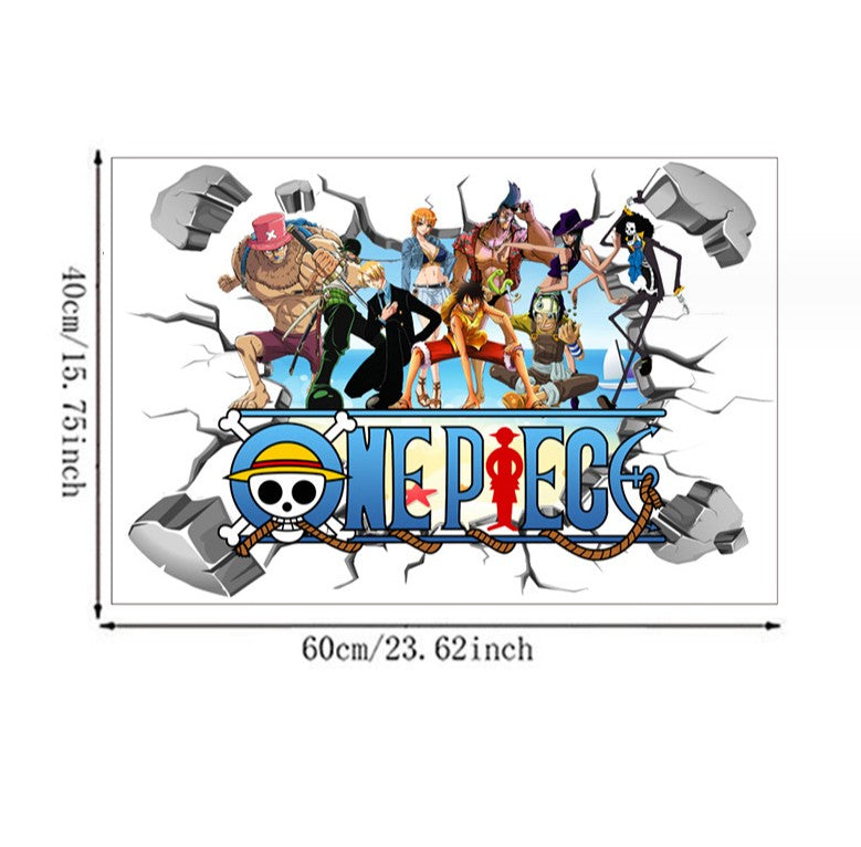 3D One Piece Luffy Removable Wall Sticker for Kids' Room Decor