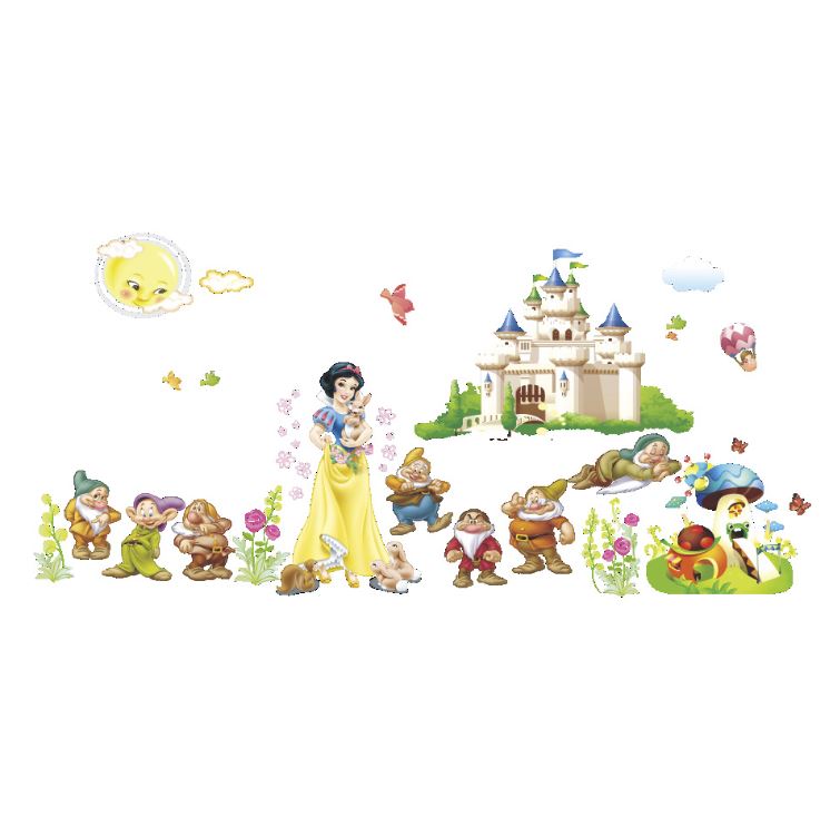 Wall Stickers Disney Princess Snow White Seven Dwarfs Removable Kids Room Decal