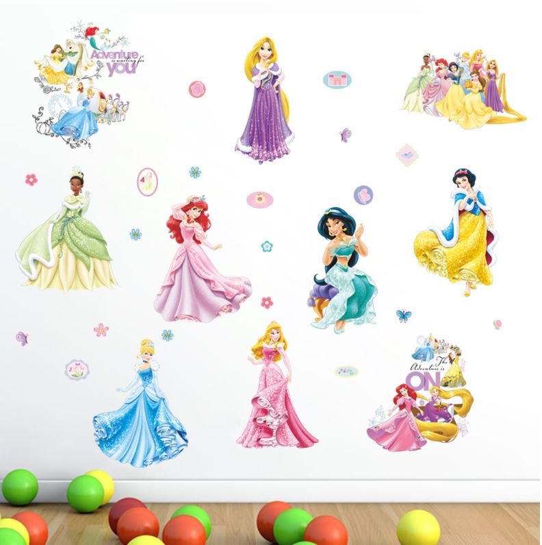Wall Sticker Disney Princess Girl Removable Kids Girl Room Decal