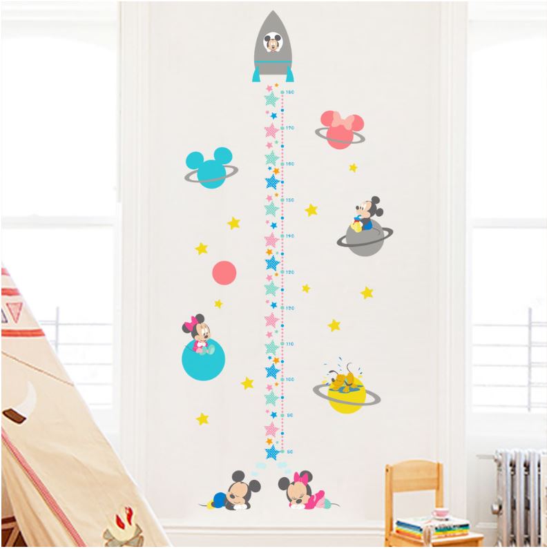 Kids Height Chart Wall Stickers Mickey Growth Measurement Ruler Removable Decal