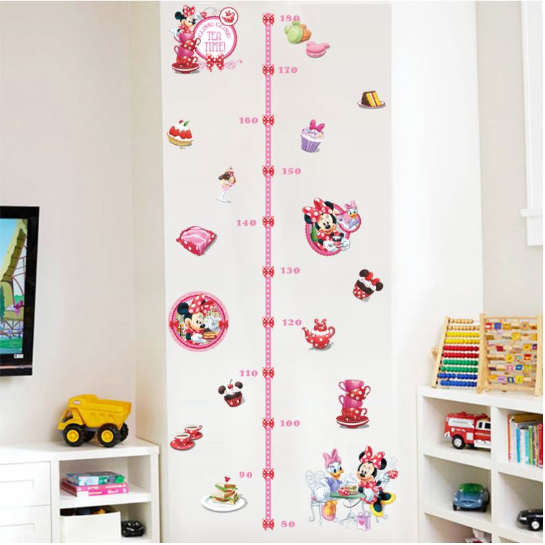 Kids Height Chart Wall Stickers Mickey Growth Measurement Ruler Removable Decal