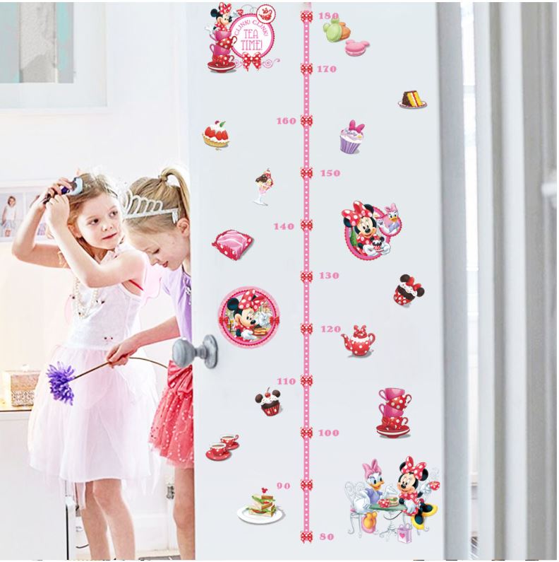 Kids Height Chart Wall Stickers Mickey Growth Measurement Ruler Removable Decal