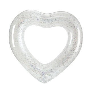 2 Sizes Inflatable Pool Float Swim Ring Heart Shape White Glitter - Go2buy Australia