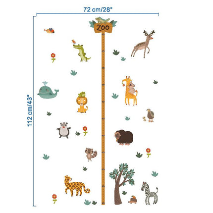 Zoo Animals Growth Chart Wall Sticker – Kids Height Measurement Wall Decal