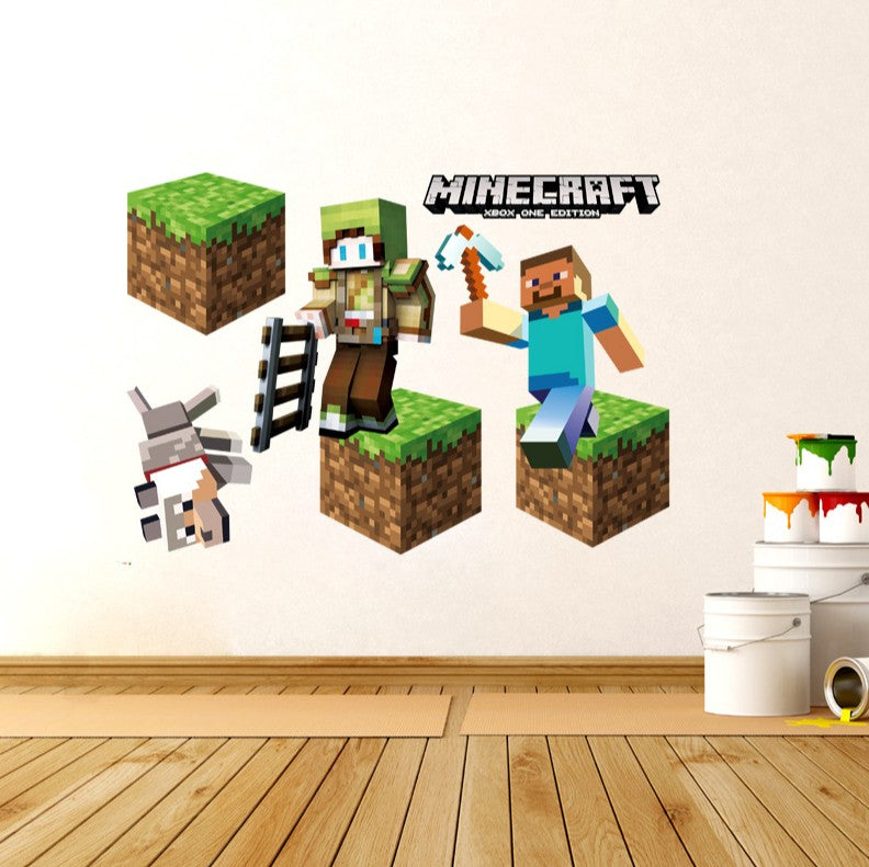 3D Gaming Wall Art Stickers MINE Home Decor Decals PVC Kids Room Game Poster A