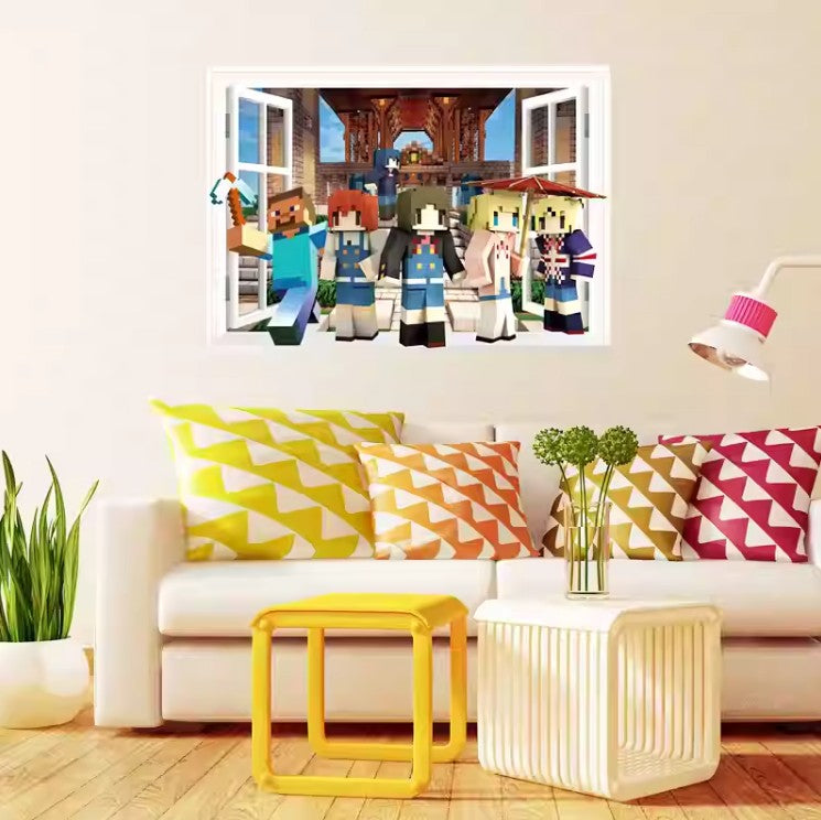 3D Gaming Wall Art Stickers MINE Home Decor Decals PVC Kids Room Game Poster B