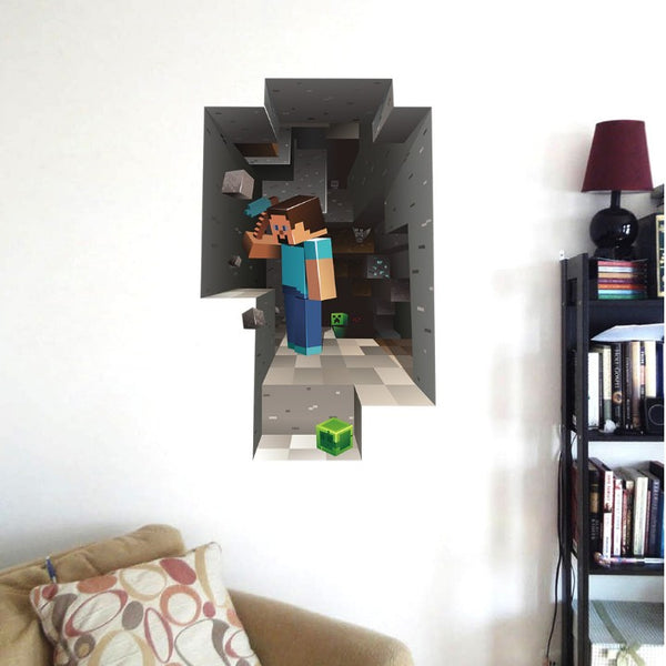 3D Gaming Wall Art Stickers MINE Home Decor Decals PVC Kids Room Game Poster G