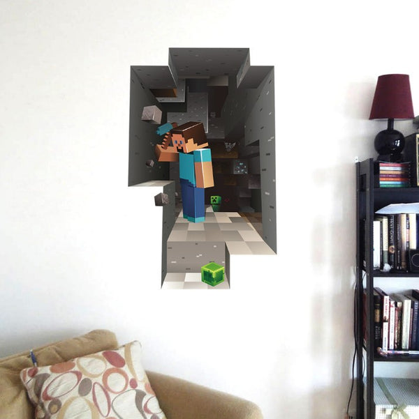 3D Gaming Wall Art Stickers MINE Home Decor Decals PVC Kids Room Game Poster G