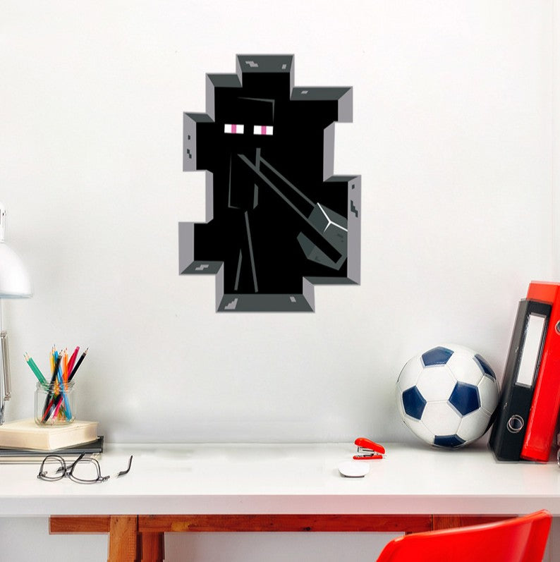 3D Gaming Wall Art Stickers MINE Home Decor Decals PVC Kids Room Game Poster J